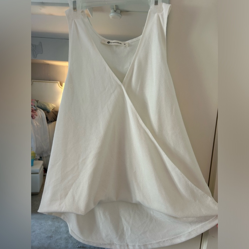 White Sleeveless Wrap Top